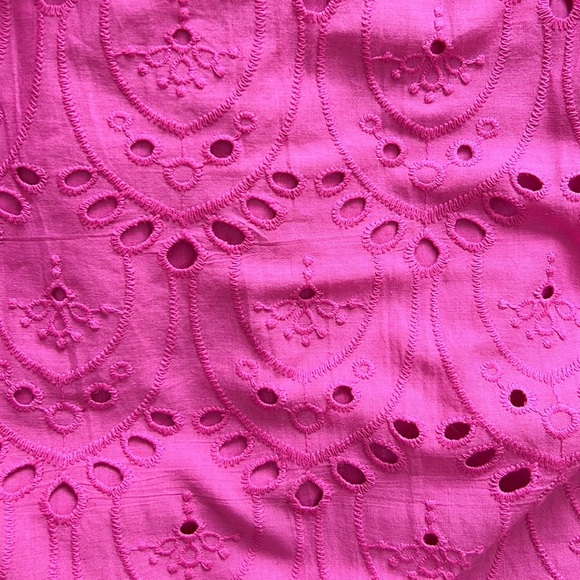 French Connection Appelona One Shoulder Cut-Out Midi Dress Pink Eyelet NWOT - Picture 14 of 16